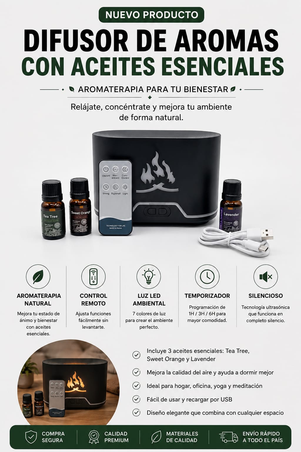 Humidificador efecto llama