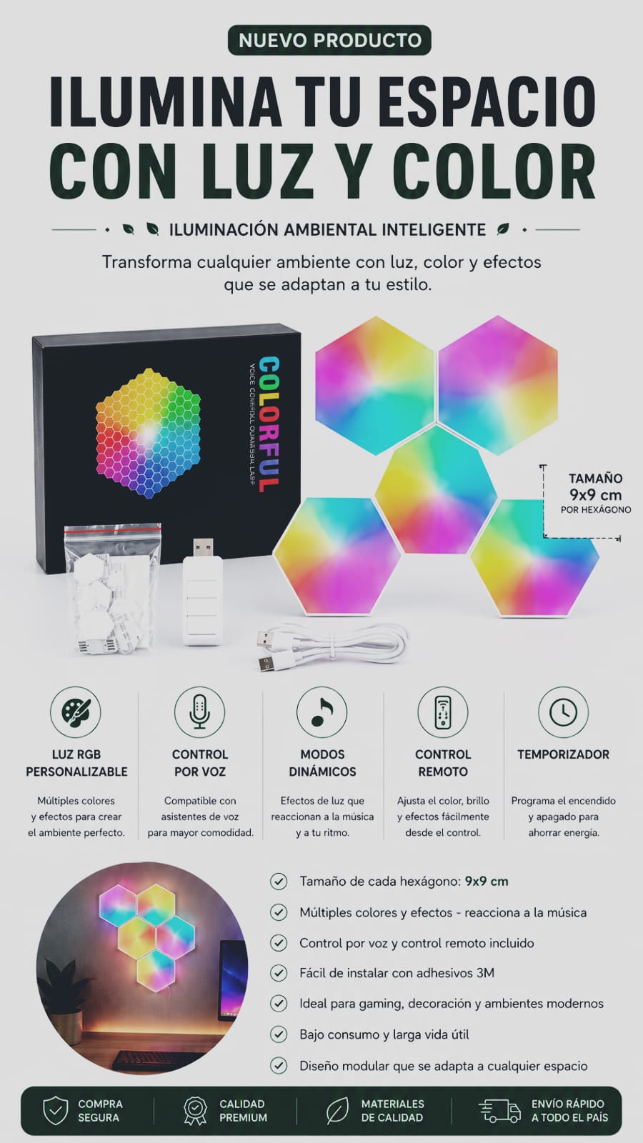 Paneles hexagonales RGB